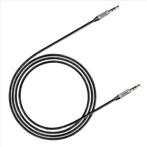 Аудіокабель Baseus M30 3.5mm male to 3.5mm male, nylon braid, 1m Silver+Black CAM30-BS1 фото