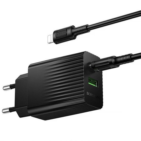 Мережевий зарядний пристрій BOROFONE BAS76A Source PD30W+QC3.0 charger set(C to iP) Black 6941991122897 фото
