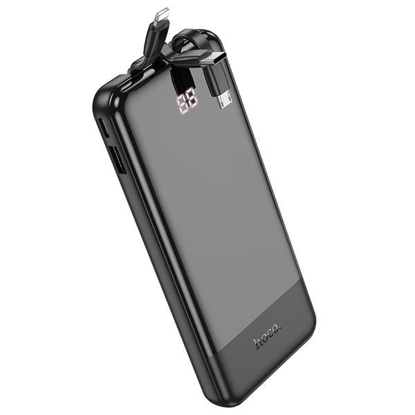 Зовнішній акумулятор HOCO J114 Charger power bank with cable and digital display(10000mAh) Black 6942007601856 фото