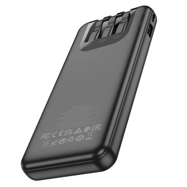 Зовнішній акумулятор HOCO J114 Charger power bank with cable and digital display(10000mAh) Black 6942007601856 фото