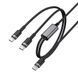 Кабель ACEFAST C22-02 USB-C to 2*USB-C 100W aluminum alloy charging data cable Black 6974316285120 фото 3