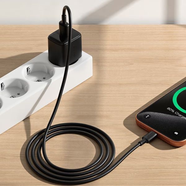 Кабель ACEFAST C25-04 USB-A to USB-C silicone charging data cable Black 6974316287070 фото