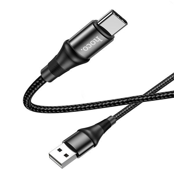 Кабель HOCO X50 USB to Type-C 3A, 1m, nylon, aluminum connectors, Black 6931474734235 фото