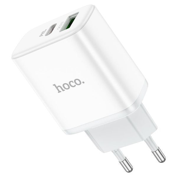 Мережевий зарядний пристрій HOCO C105A Stage dual port PD20W+QC3.0 charger White 6931474782946 фото