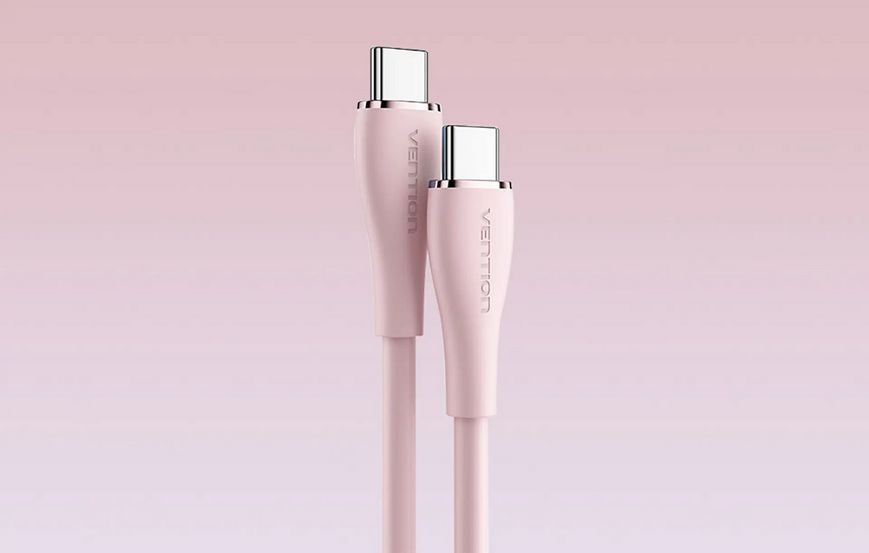 Кабель Vention USB 2.0 C Male to C Male 5A Cable 1M Pink Silicone Type (TAWPF) TAWPF фото