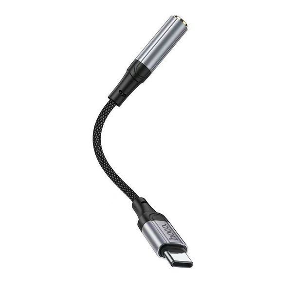 Аудiокабель HOCO LS36 Type-C to 3.5 female, nylon braid, 0.12m, Black 6942007608886 фото