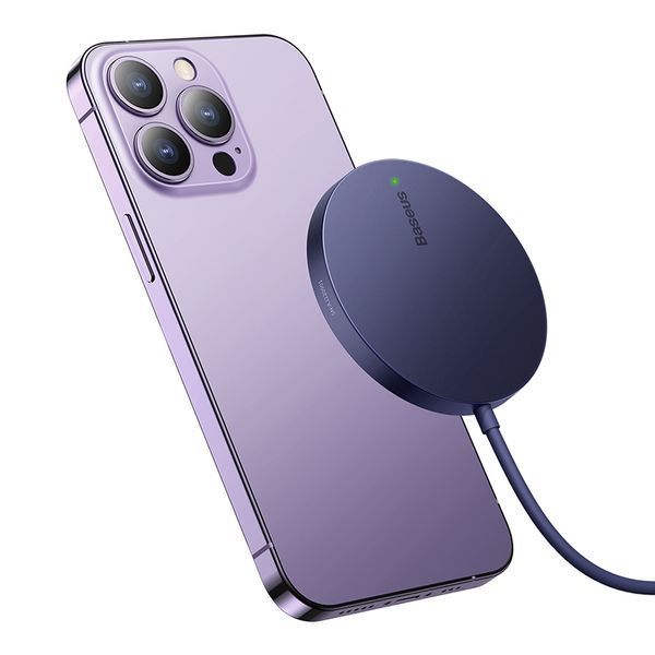 Бездротовий зарядний пристрій Baseus Simple Mini3 Magnetic Wireless Charger 15W Dusty Purple CCJJ040205 фото