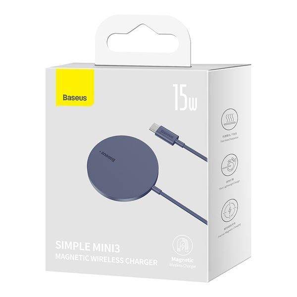 Бездротовий зарядний пристрій Baseus Simple Mini3 Magnetic Wireless Charger 15W Dusty Purple CCJJ040205 фото