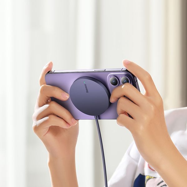 Бездротовий зарядний пристрій Baseus Simple Mini3 Magnetic Wireless Charger 15W Dusty Purple CCJJ040205 фото