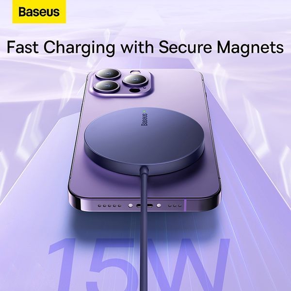 Бездротовий зарядний пристрій Baseus Simple Mini3 Magnetic Wireless Charger 15W Dusty Purple CCJJ040205 фото