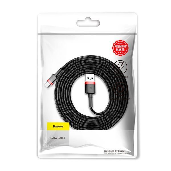 Кабель Baseus Cafule Cable USB For Type-C 3A 2m Red+Black CATKLF-C91 фото