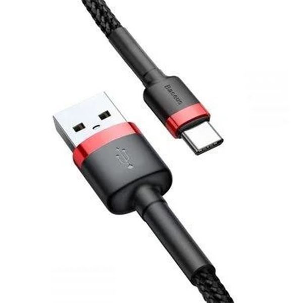 Кабель Baseus Cafule Cable USB For Type-C 3A 2m Red+Black CATKLF-C91 фото
