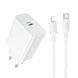 Мережевий зарядний пристрій з кабелем BOROFONE BA107A Stellar single port PD30W charger set (C to iP) (EU) White 6941991125355 фото 1