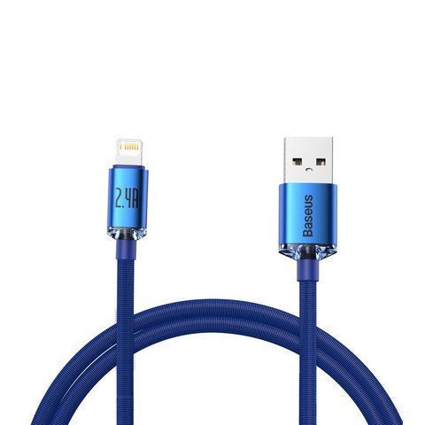 Кабель Baseus Crystal Shine Series Fast Charging Data Cable USB to iP 2.4A 2m Blue CAJY000103 фото