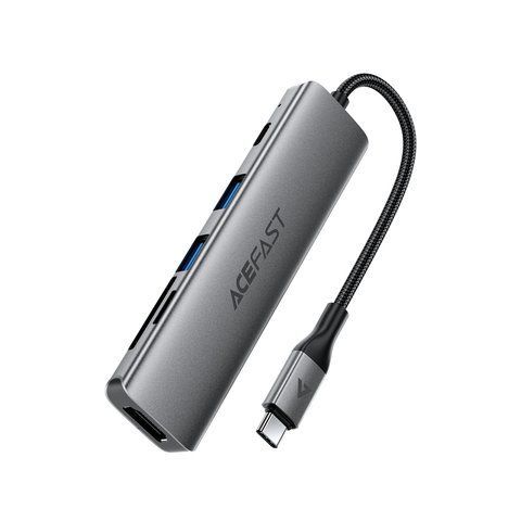 USB-хаб ACEFAST J18 USB-C 6-in-1 HUB docking station Metal Gray 6974316285939 фото