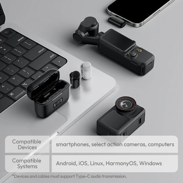 Бездротова мікрофонна система Ulanzi A200 Mini Mic, dual-mic, (Type-C) Black A046 фото