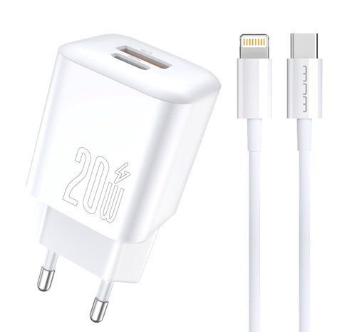 Мережевий зарядний пристрій з кабелем WUW-T104L PD20W A+C Lightning kit 6978749570631 фото