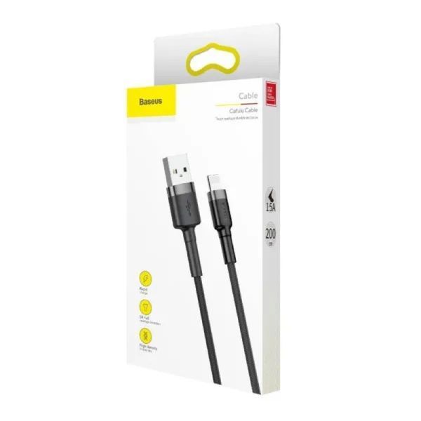 Кабель Baseus Cafule Cable USB For Lightning 1.5A 2m Gray+Black CALKLF-CG1 фото
