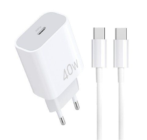 Мережевий зарядний пристрій з кабелем WUW-T108 PD 40W charger with C-C cable 6978749570358 фото
