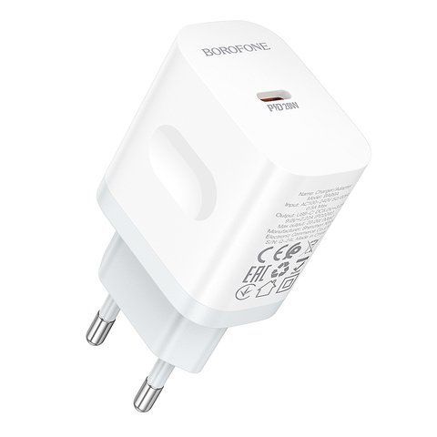 Мережевий зарядний пристрій BOROFONE BA99A Breeze single port PD20W charger White 6941991121357 фото