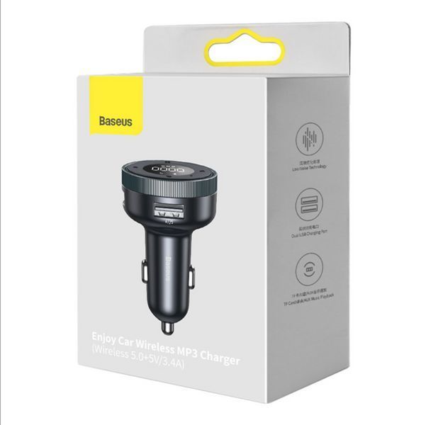 АЗП з FM-модулятором Baseus Enjoy Car Wireless MP3 Charger (Wireless 5.0+5V/3.4A) Black CCLH-01 фото