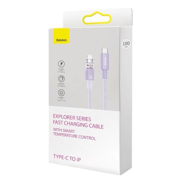 Кабель Baseus Explorer Series Fast Charging Cable with Smart Temperature Control Type-C to iP 20W 1m Purple CATS010205 фото