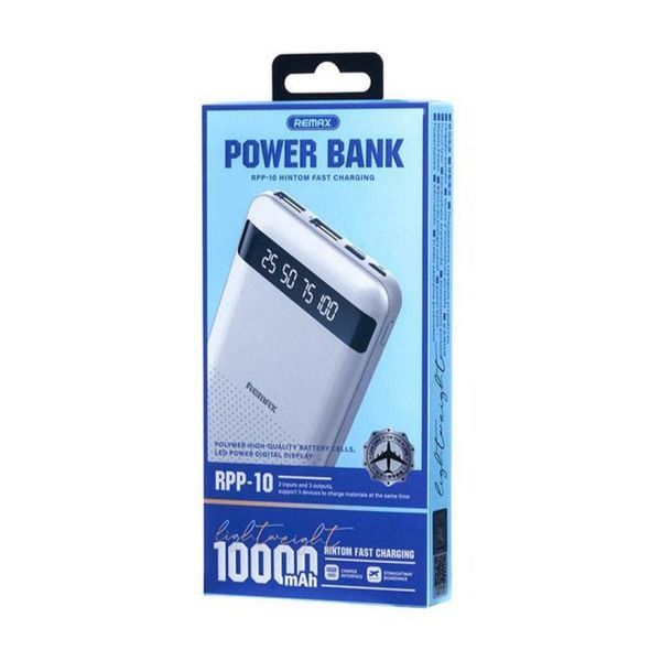 Зовнішній акумулятор REMAX Hintom 2.4A Fast Charging Power Bank 10000mAh RPP-10 White 6954851218821 фото