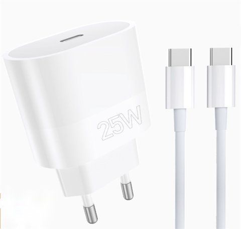 Мережевий зарядний пристрій з кабелем WUW-T86C PD 25W fast charger + USB C to USB C cable set 6972573338030 фото