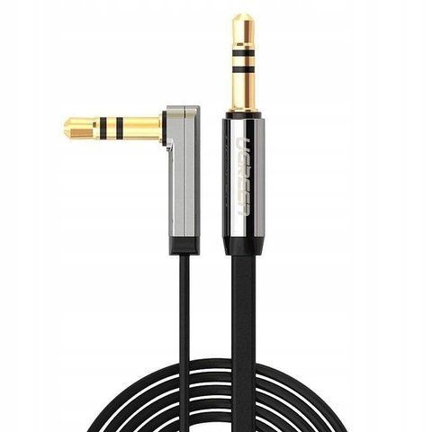 Аудіокабель UGREEN AV119 3.5mm male to 3.5mm male, Straight to angle flat Cable,TPE, 1m Black UGR-10597 фото
