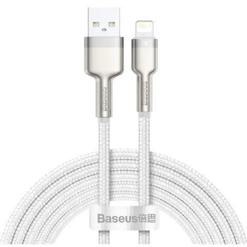 Кабель Baseus Cafule Series Metal Data Cable USB to IP 2.4A 1m White CALJK-A02 фото