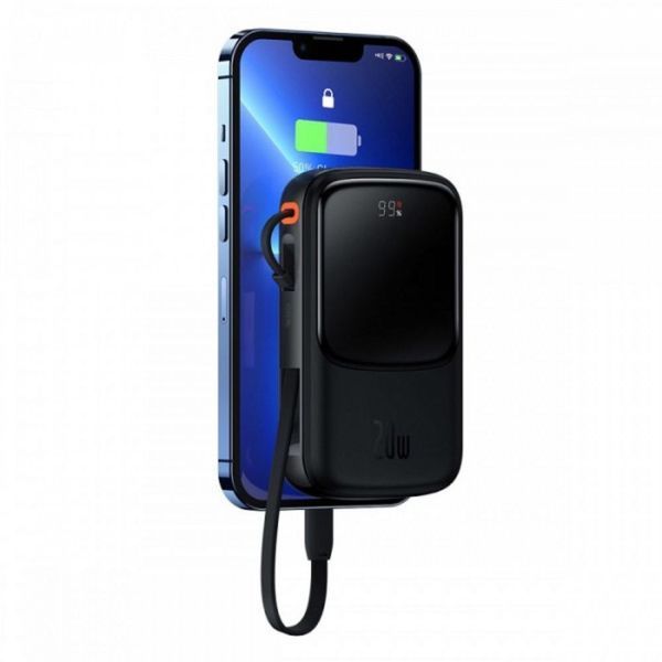 Зовнішній акумулятор Baseus Qpow Pro Digital Display Fast Charge 10000mAh 20W (Type-C cable) Black PPQD020001 фото