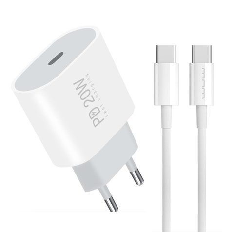 Мережевий зарядний пристрій з кабелем WUW-T79L PD 20W USB C charger with type c to type c cable T79CL фото