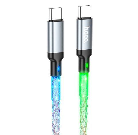 Кабель HOCO U112 Shine 60W charging data cable for Type-C to Type-C Gray 6931474788825 фото