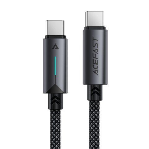 Кабель ACEFAST C19-03, Type-C to Type-C, 60W, 1.2m, Nylon Braid, Aluminum Alloy connectors, Black 6974316284475 фото