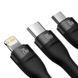 Кабель Baseus Flash Series Ⅱ Two-for-three Charging Cable U+C to M+L+C 100W 1.2m Black CASS030101 фото 4