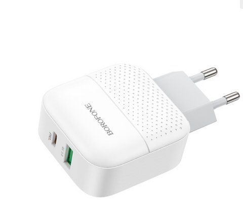Мережевий зарядний пристрій BOROFONE BA46A Premium PD + QC3.0 18W White 6931474727343 фото