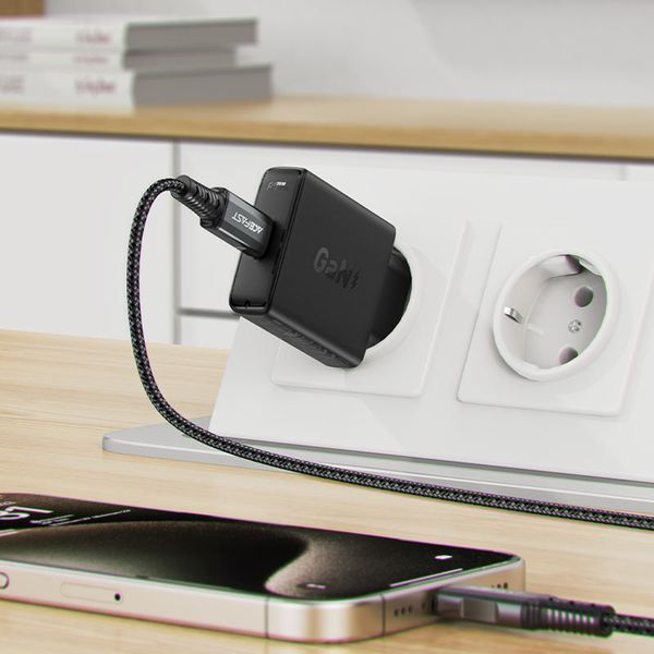 Мережевий зарядний пристрій ACEFAST A65 PD20W GaN single USB-C ultra-thin charger Black 6974316282686 фото
