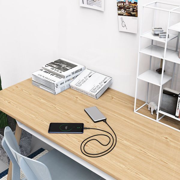 Кабель BOROFONE BX30 USB to Type-C, 3A, 1m, silicone, TPE connectors, Black 6931474706928 фото