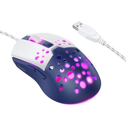 Маніпулятор миша HOCO GM51 Sky luminous gaming wired mouse white＆blue 6942007675260 фото
