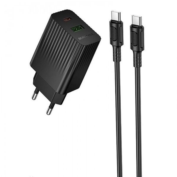 Мережевий зарядний пристрій BOROFONE BAS76A Source PD30W+QC3.0 charger set(C to C) Black 6941991122910 фото